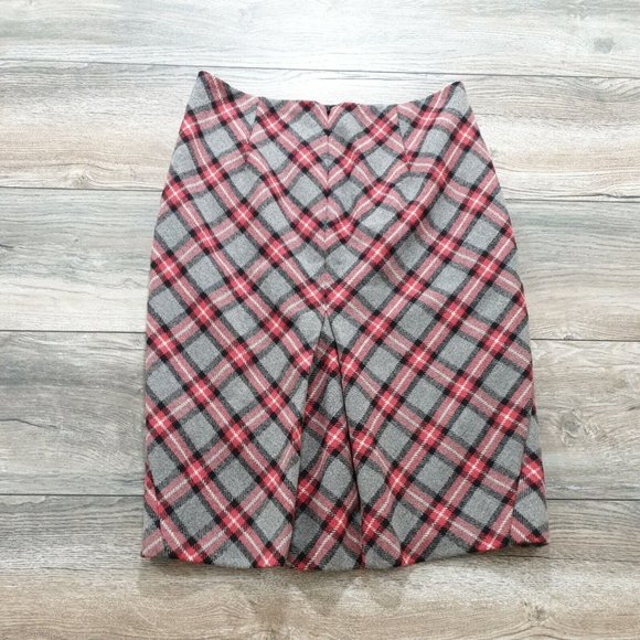 The Limited Womens 28" Waist Skirt ZRed Gray Plaid Wool Size 0 Lined Winter - Picture 7 of 10